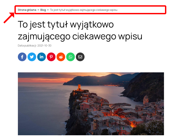 okruszki breadcrumbs na stronie internetowej
